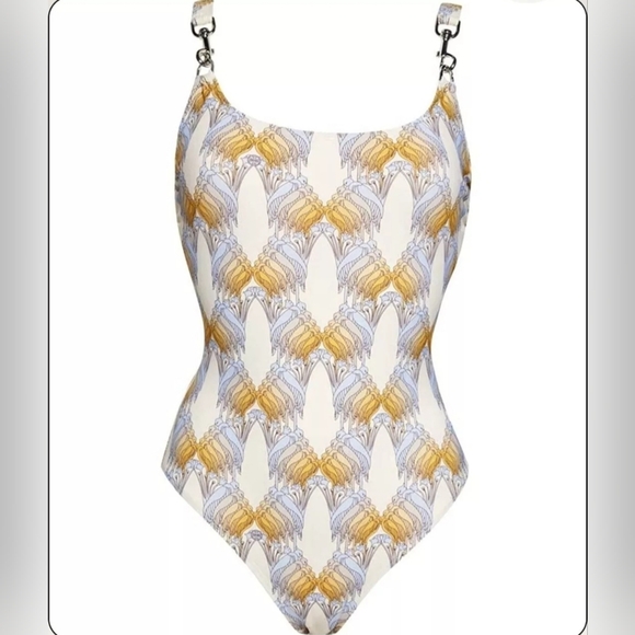 Tory Burch Printed Clip Tank Swimsuit One Piece Sand Deco Crane - Picture 16 of 16